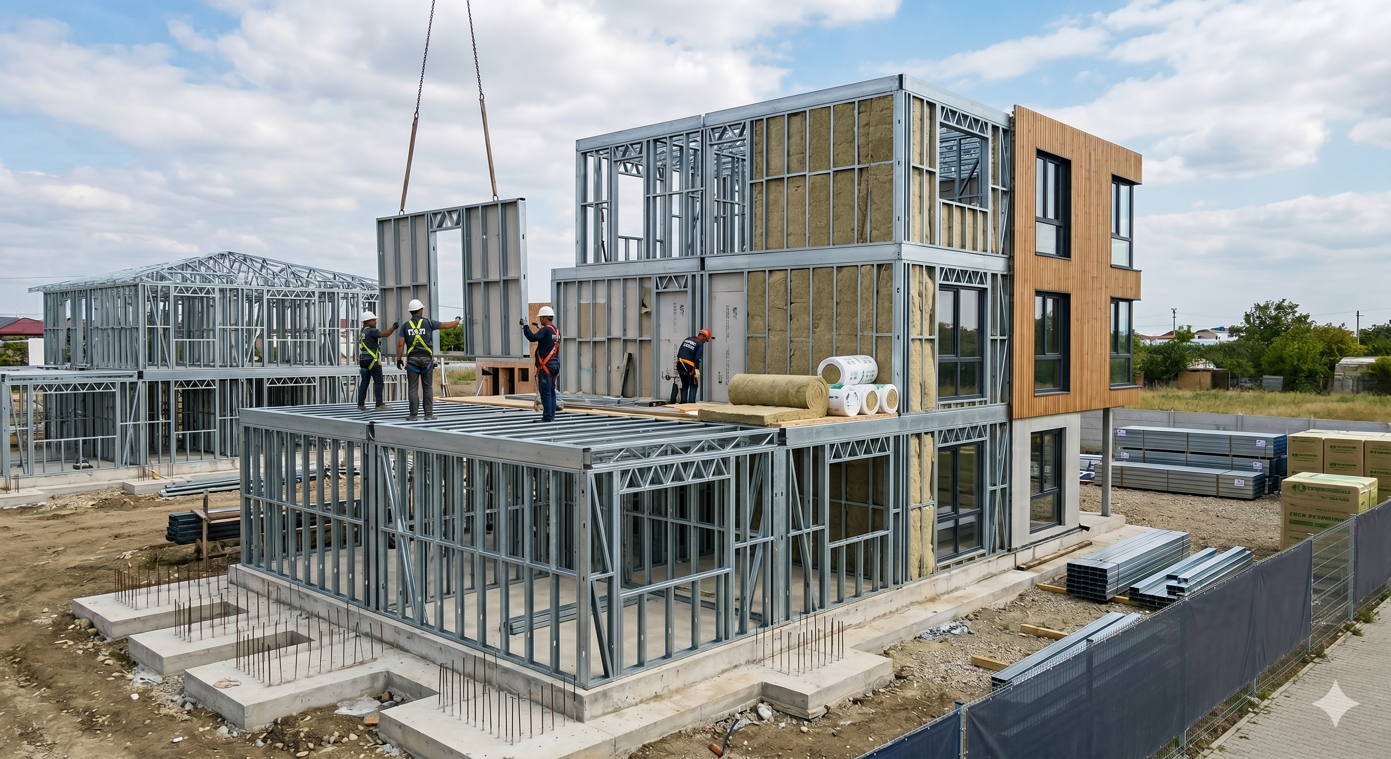 Estructura Steel Frame de acero galvanizado de Davion Frame en obra
